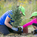 http://Young%20woman%20and%20child%20planting%20a%20tree.