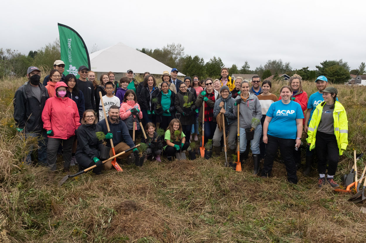 Group image of volunteers at the 2022 National Tree Day Saint John event.