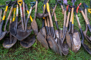 pile of shovels