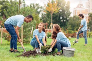 young people planting trees